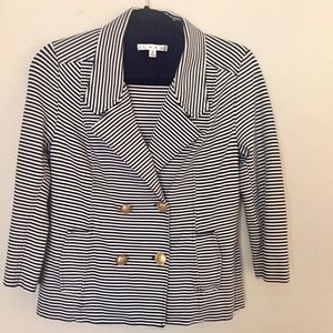 CAbi navy white striped blazer size small